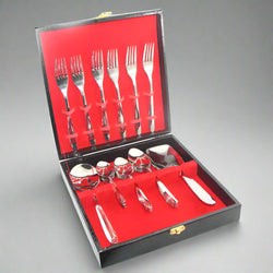 30 Pieces Stainless Steel Cutlery Brief Case Gift Box Set - D03 [6 Person Serving]