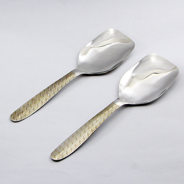 Pair of 2 Stainless Steel Rice Spoons Set - D01