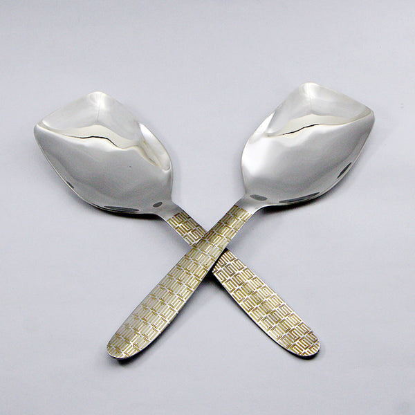 Pair of 2 Stainless Steel Rice Spoons Set - D01