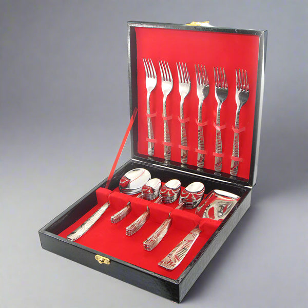 30 Pieces Stainless Steel Cutlery Brief Case Gift Box Set - D05