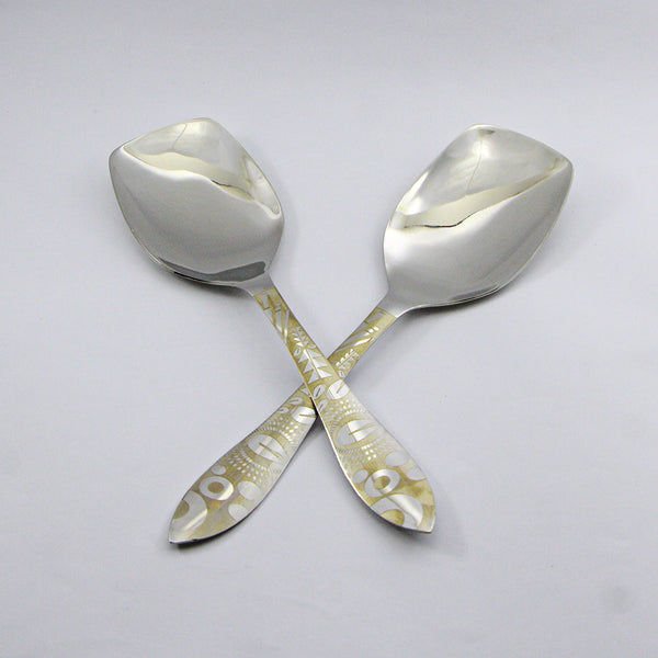 Pair of 2 Stainless Steel Rice Spoons Set - D04