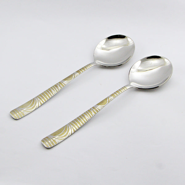 Pair of 2 Stainless Steel Curry Spoons Set - D05