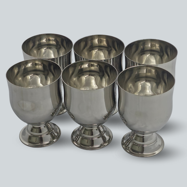 Pack of 6 Stainless Steel Wine Glasses Set (Premium Quality)