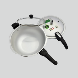 Heavy Gauged 2 in 1 Aluminum Karahi (Wok) Pressure Cooker with Free Glass Lid