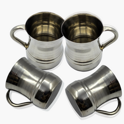 Pack of 4 Stainless Steel Glass with Handle Set