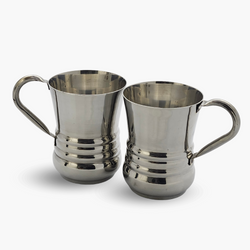 Pack of 2 Stainless Steel Glass with Handle Set [Premium Quality]