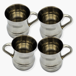 Pack of 4 Stainless Steel Glass with Handle Set