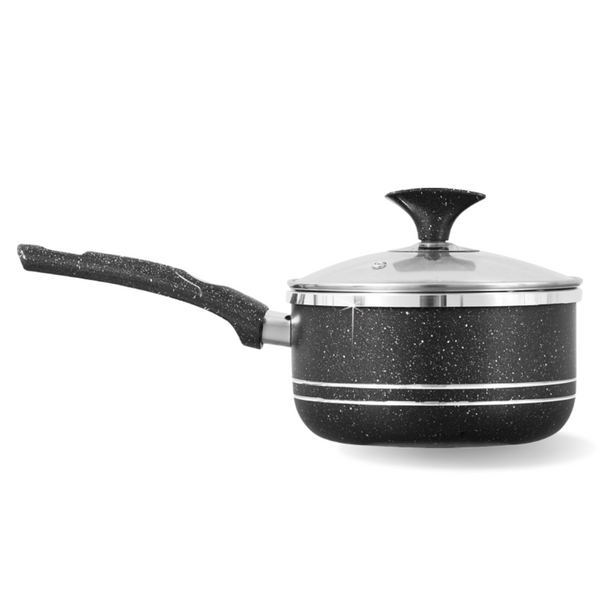 Non Stick Marble Coating Forged Sauce Pan - Black